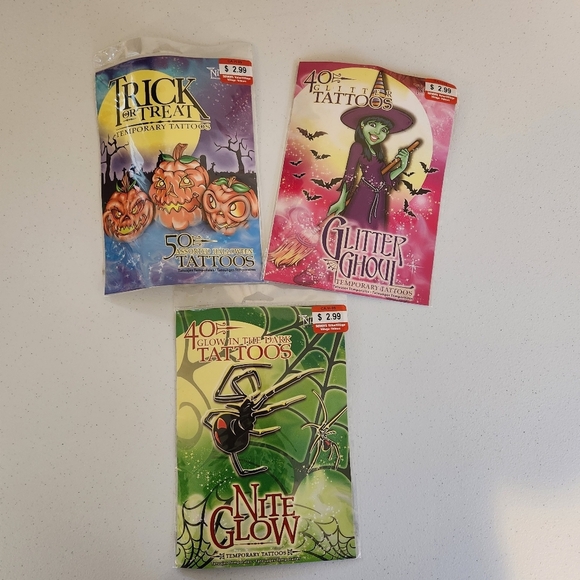 Nitefall Halloween Temporary Tattoos Trick or Treat Nite Glow Sealed New Spooky - Picture 1 of 6